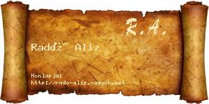Radó Aliz névjegykártya
